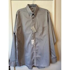 Geoffrey Beene Pinpoint Oxford Dress Shirt Men’s 16.5 36/37 (M) Gray Long Sleeve